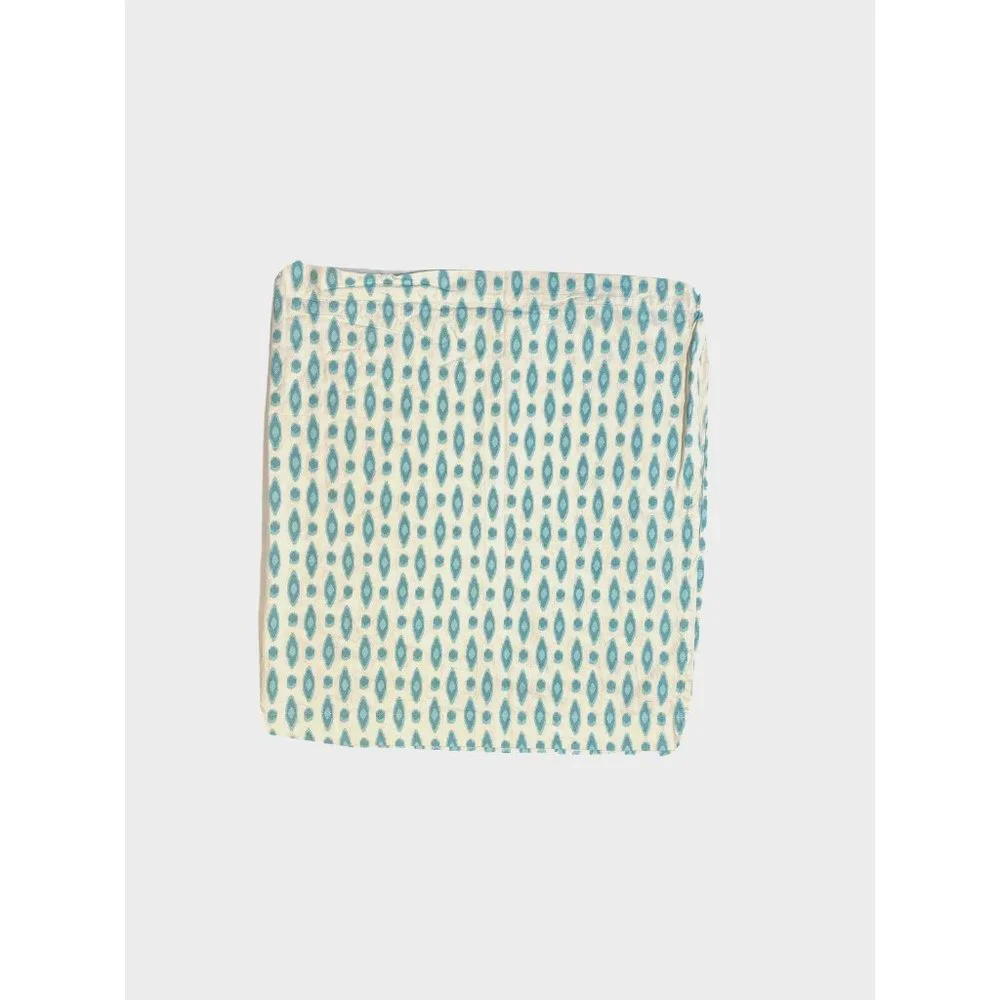 Set 3 Custom Made Curtains Canvas Drapes Blue Gabbeh Ikat Print Short Valances